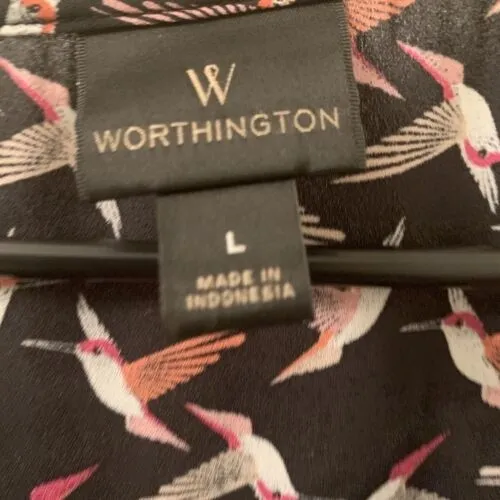 Worthington Women’s Bird Print Blouse Top Sleeveless Size Large - Image 4