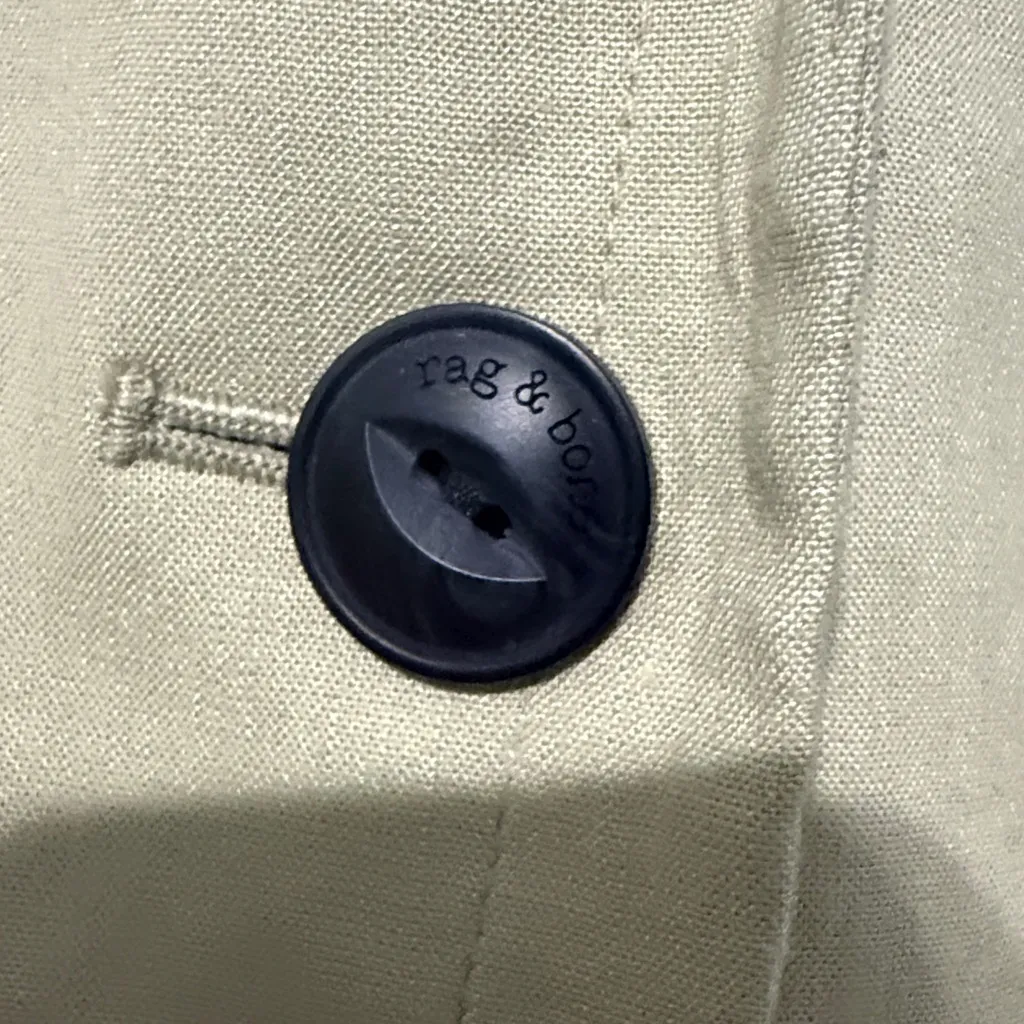 Rag & Bone Margot Sleeveless Belted Linen Blazer in Beige Light Sage Size 4 - Image 7