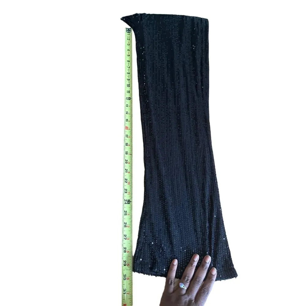 Womens Sparkling Sequin Jumpsuit V Neck Long Sleeve Evening Cocktail Party Sexy Black - Image 12