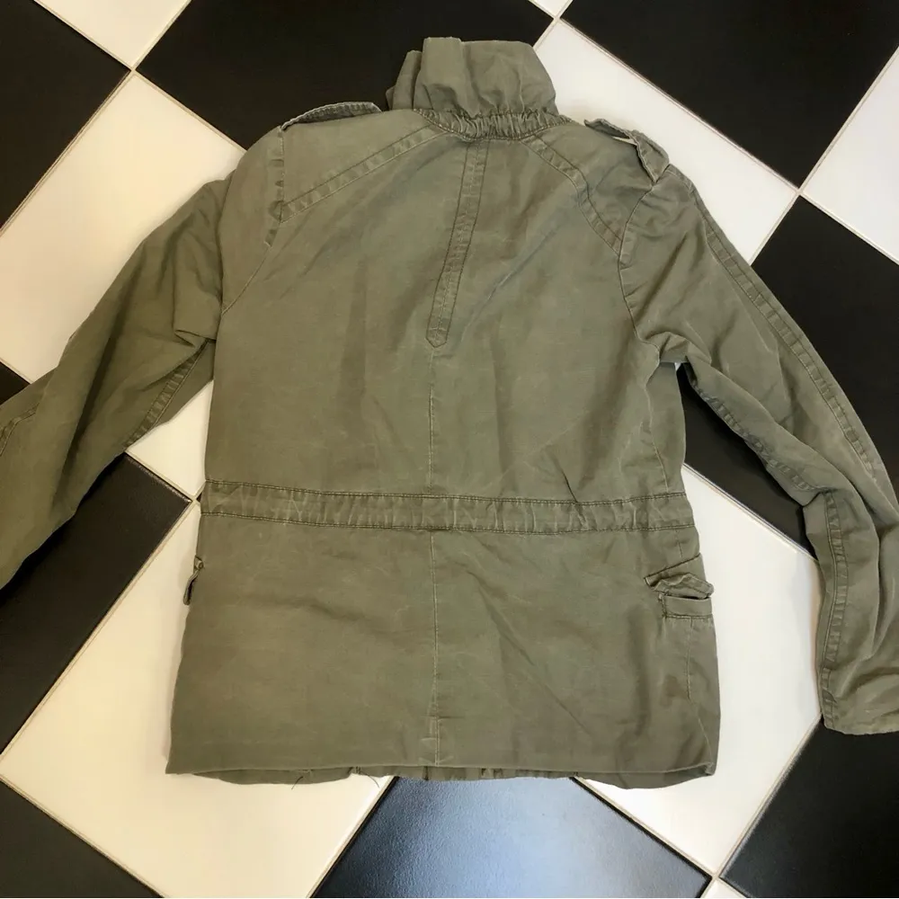 Vintage Y2K  Utility Jacket Olive Green Field Washed Cotton Funnel-Neck sz XS - Image 7