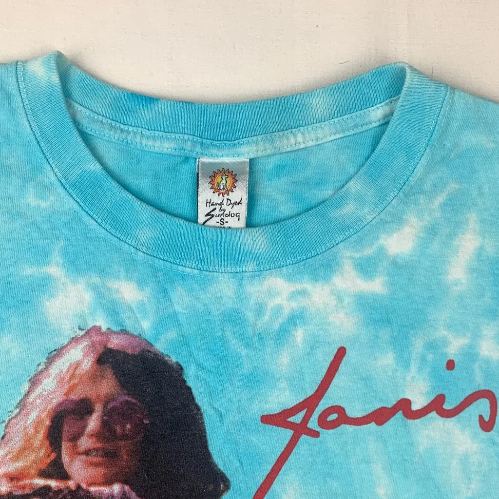 Sundog Janis Joplin size small short sleeve vintage Blue Tie - Image 4