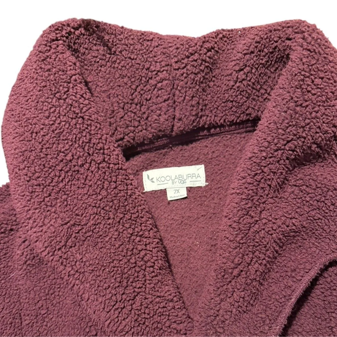 Koolaburra by UGG Sherpa Fleece Shawl Collar Women's Cardigan XXL Wine Burgundy - Image 2