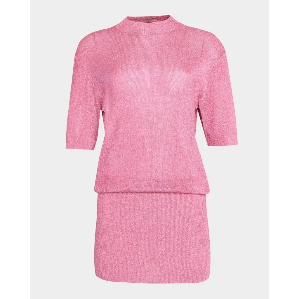 SER.O.YA Rae Metallic Mini Dress in Bubblegum Pink Small New Womens Knit Cocktai - Image 11