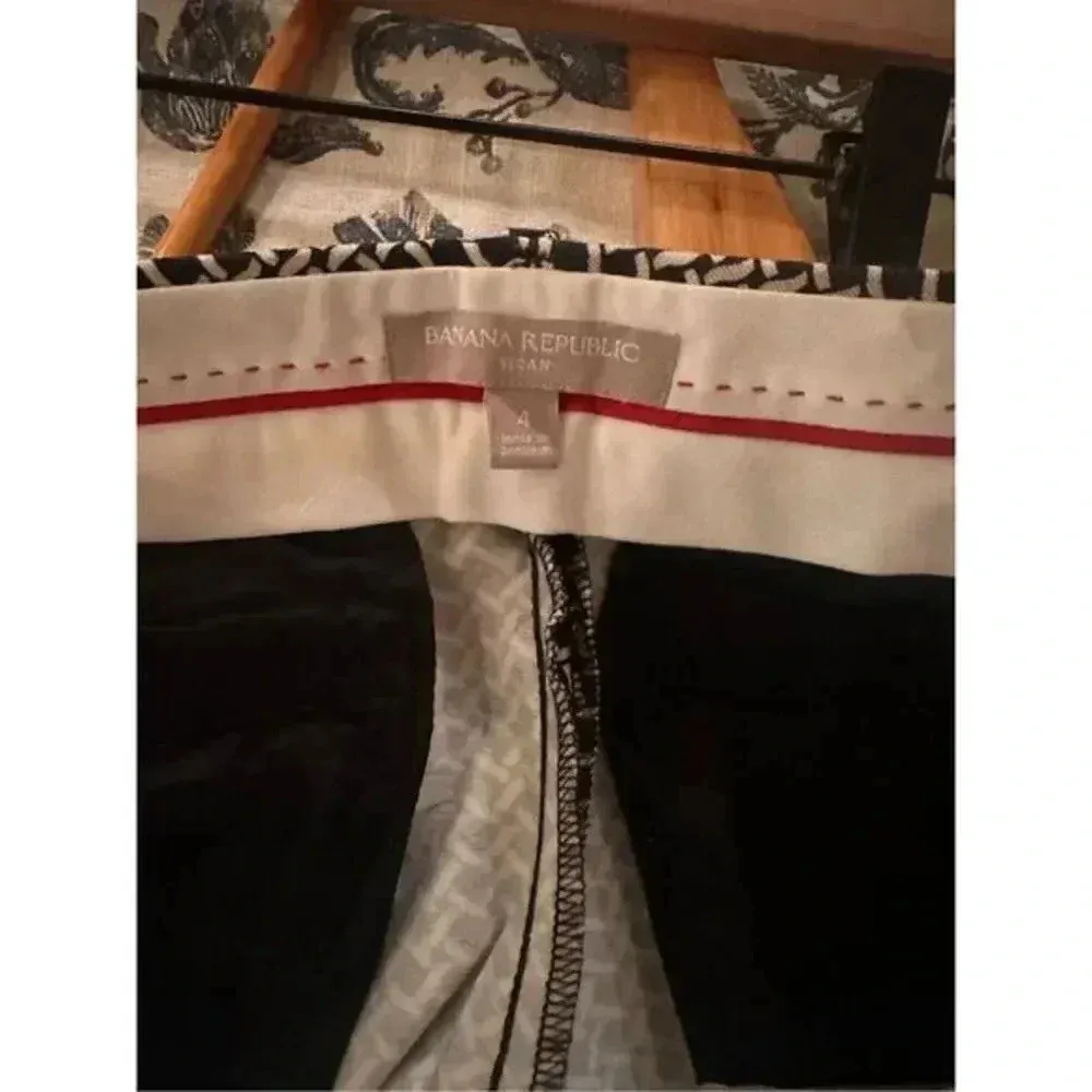 Banana Republic Sloan Chino Pants Black White‎ Pattern Size 4 - Image 3