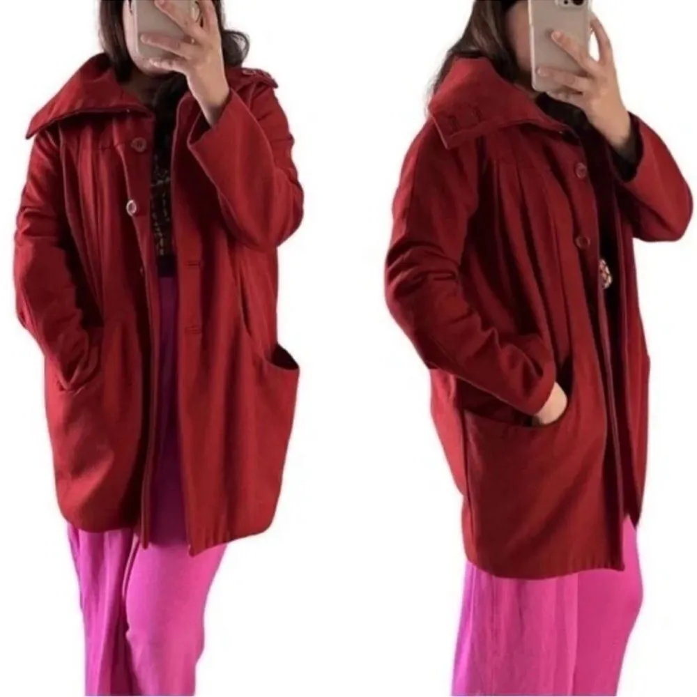 H&M Wool Blend Oversized Red/Plum jacket (Size 4) - Image 5
