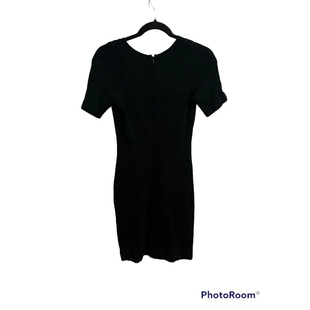 Theory Black Bodycon Knee Length Short Sleeve Dress - Image 2