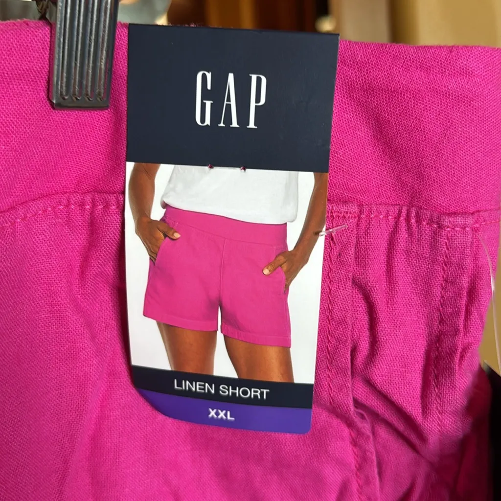NWT GAP High Waist Linen Blend Very Berry Pink Fuchsia Shorts Size XXL - Image 2