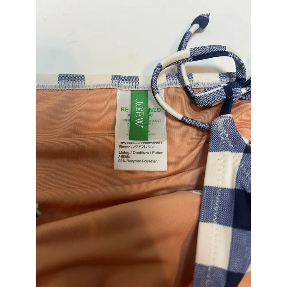 J. Crew String Hipster Bikini Bottom in Gingham Sz. M Blue Size M - Image 4