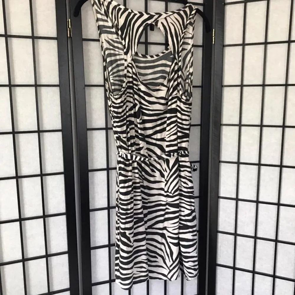 Zebra Animal Print Dress Black White Medium - Image 5