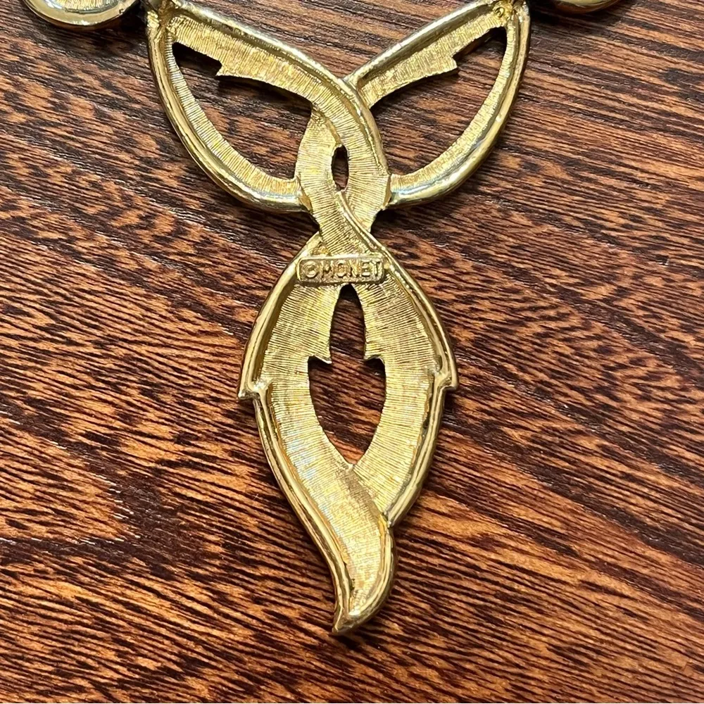 Vintage Monet Enamel Panel Link Necklace Gold - Image 4