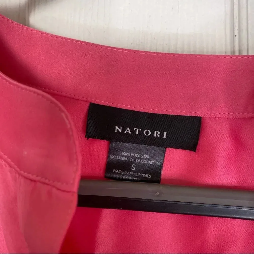 NATORI Pink Satin Sleep Shirt Size Small - Image 3