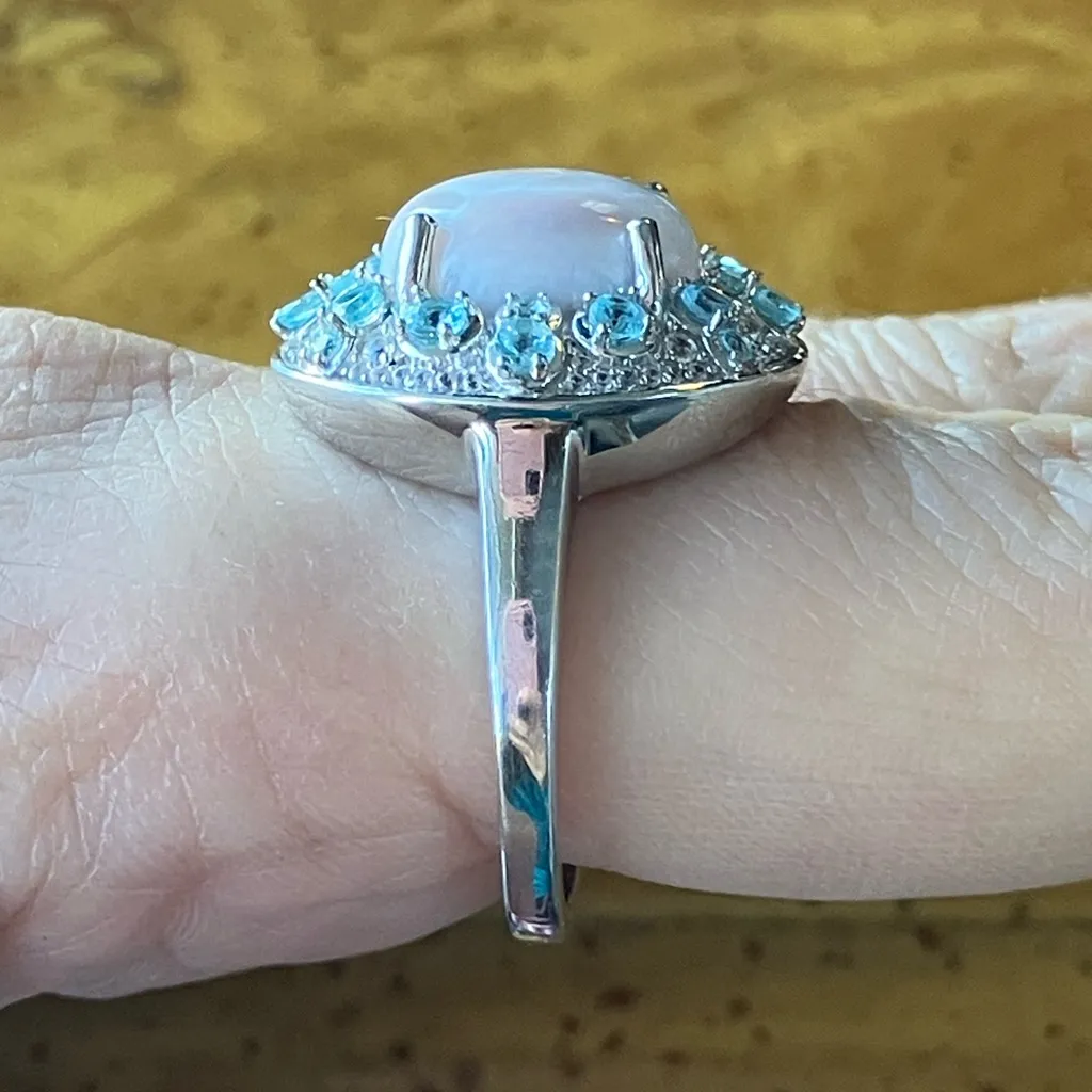Natrolite Blue Apatite Sterling Silver Cocktail Ring Size 10 - Image 3