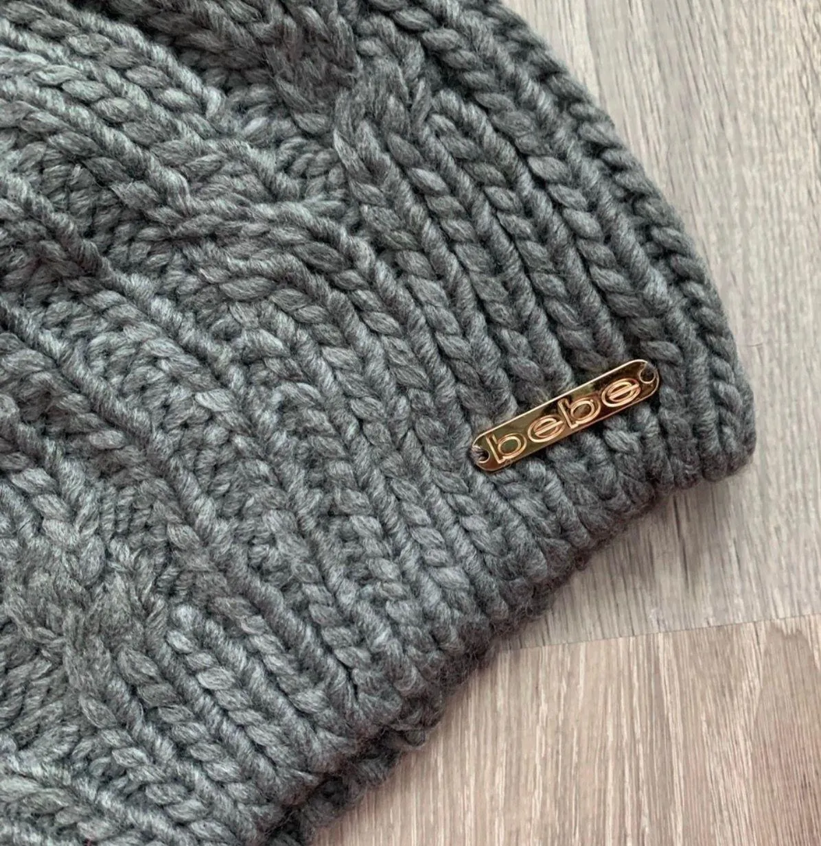 NWT  Logo  Gray  Pom Pom Hat & Gloves Set - Image 3