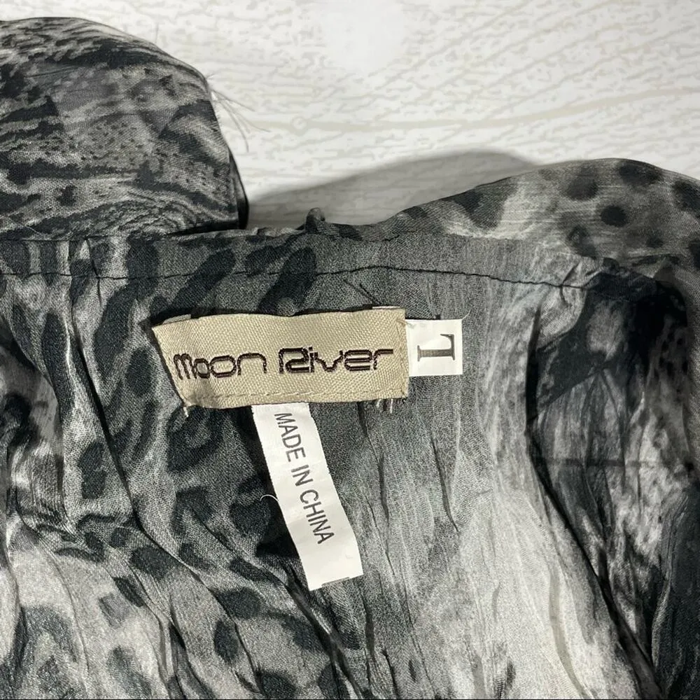 MOON RIVER Animal Print Dress Black and Gray Size Large - Image 4