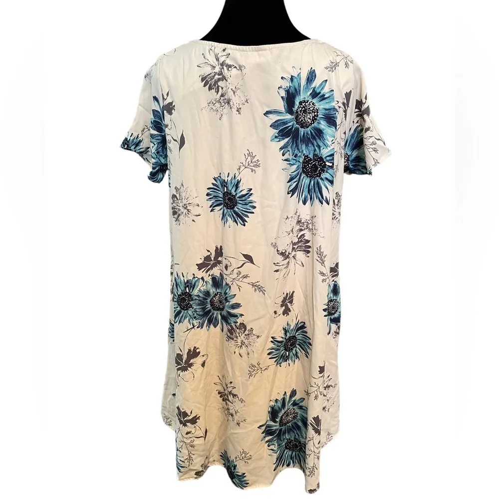 MTS Blue Gray Black Boho Artsy Hippie Fairy Cottagecore Witchy Mini Shirt Dress Size M - Image 5