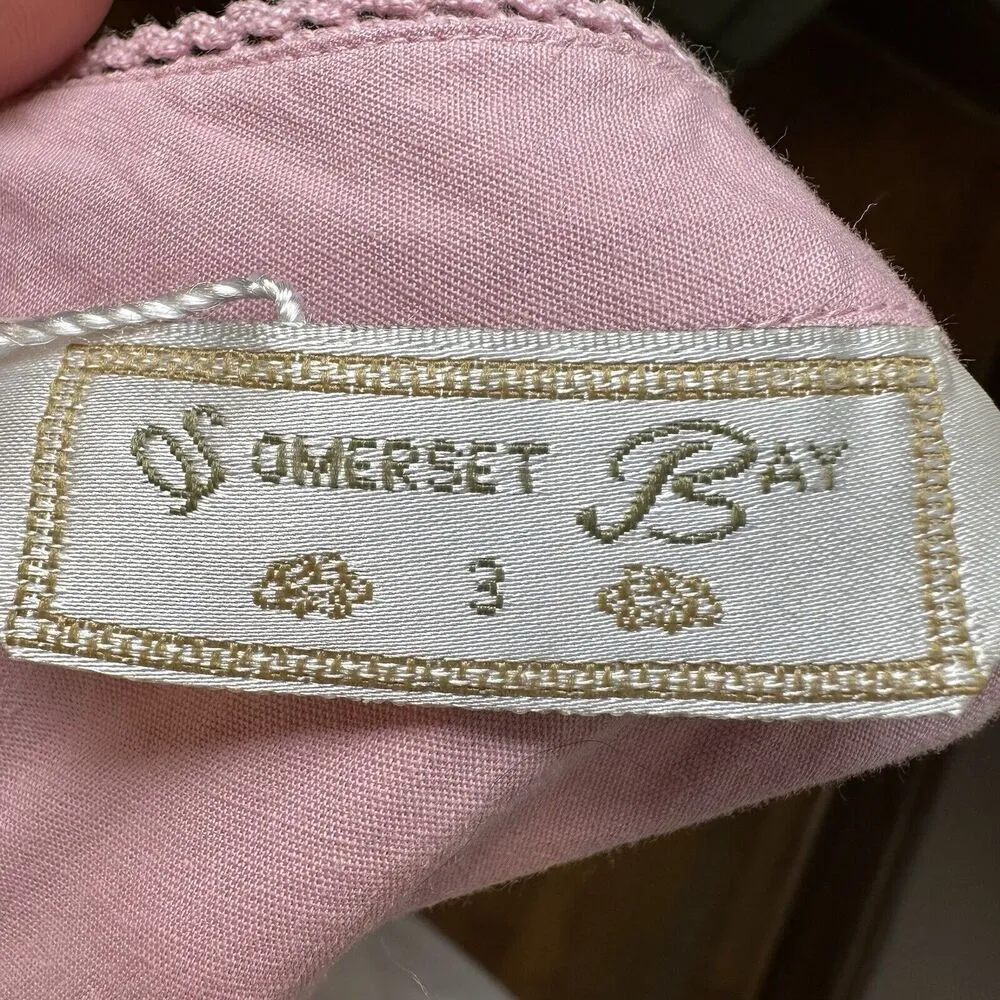 Somerset Bay Pink Embroidered Floral Blouse S | Lace Trim Girly Cottagecore Top - Image 9