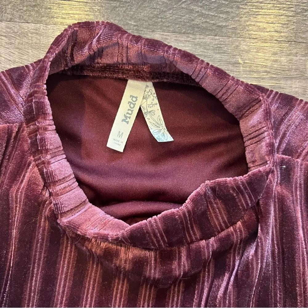 Mudd Mock Neck Lined Purple Velvet Ribbed Tank Dress Size Medium - Image 3