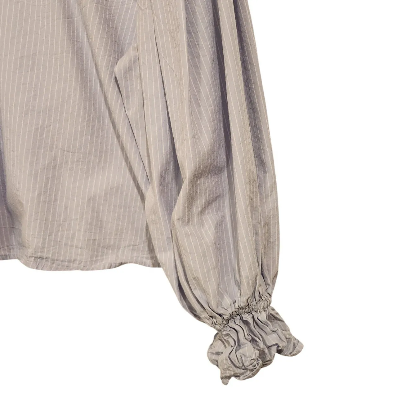 H&M Divided Blue Striped Long Puff Sleeve Tie - Image 4