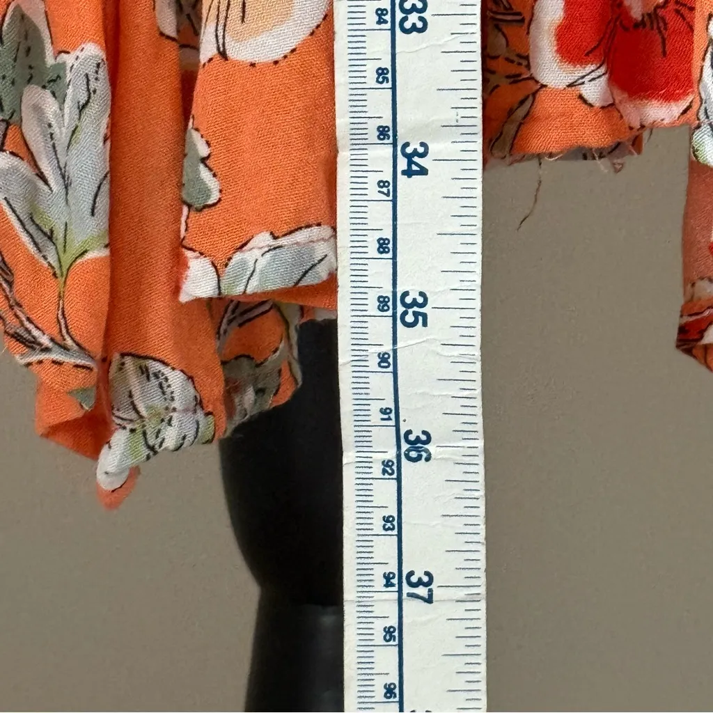 Patrons of‎ Peace Boho Ruffle Tiered Sundress Orange and Cream Accents Medium - Image 8