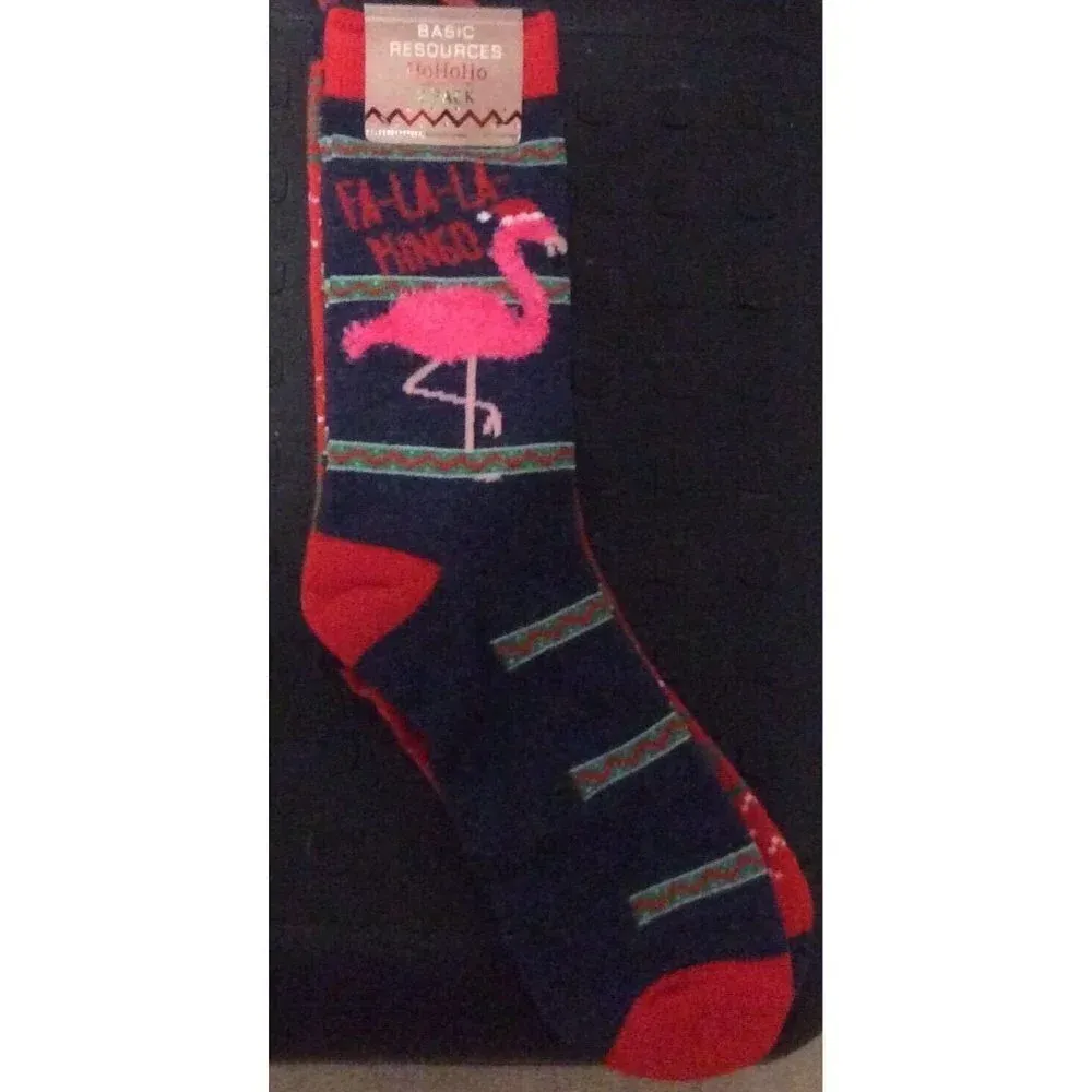 Basic Resources 2 Pack Womens Socks Christmas Flamingo‎ Fa La La Mingo 9 - Image 2