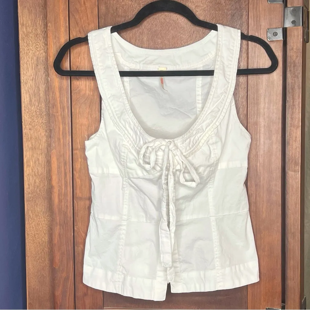 Free People Sail Away With Me Top Ivory Corset Style Tank Cottagecore Boho S - Image 4