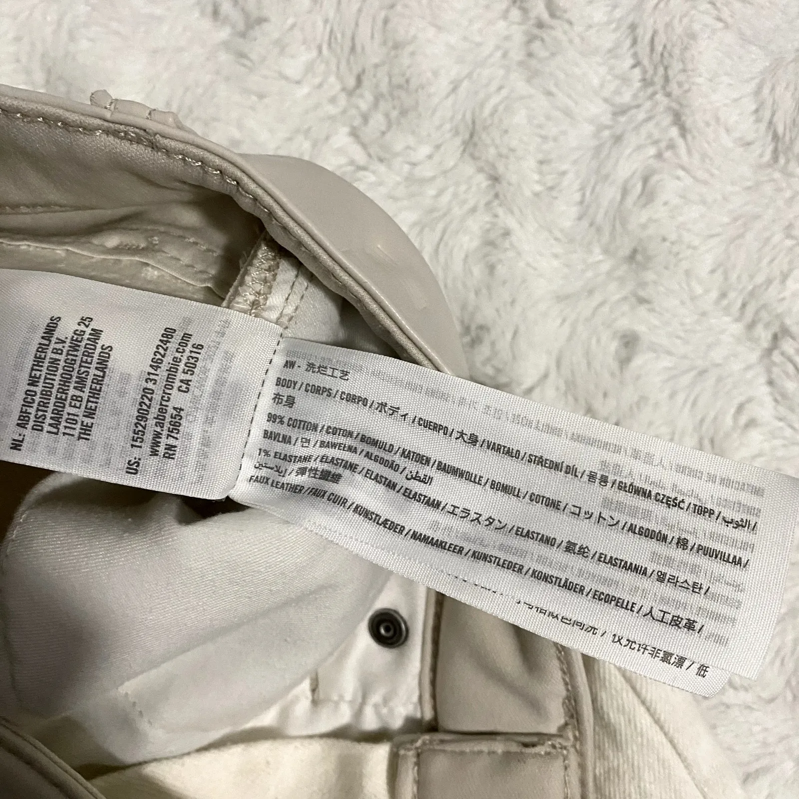 Abercrombie & Fitch Cream Mixed Fabric The 90s Straight High Rise Jeans 27/4R - Image 5