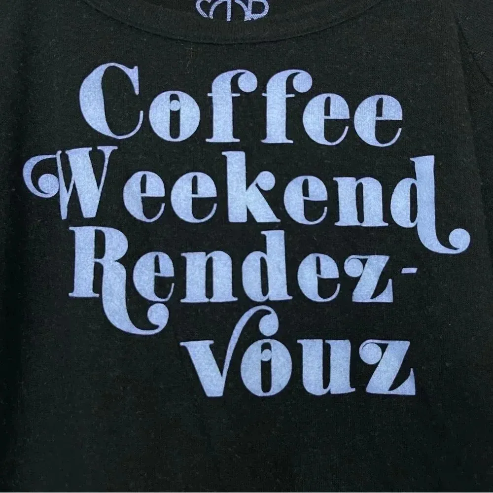 Chaser Sweatshirt Soft Pullover Medium Black Blue Coffee Lover Loungewear NWT - Image 5