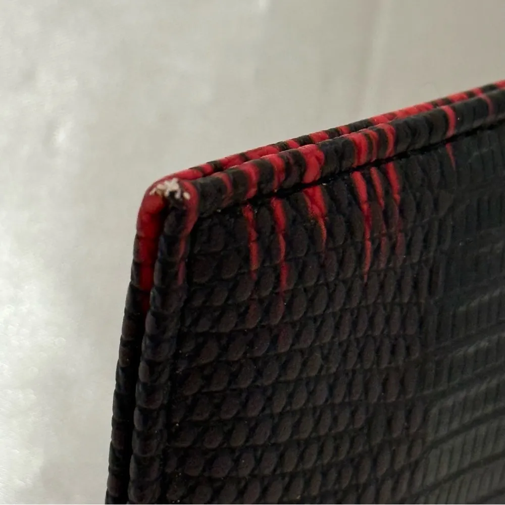 Sondra Roberts Squared Clutch Envelope Bag Red Black Edgy Whimsigoth Snakeskin - Image 11