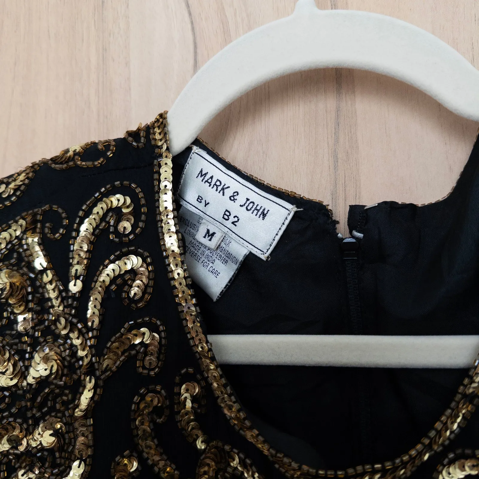 VTG Womens Silk Beaded Dress Sz M Black Art Deco Cocktail Glam Gatsby Formal Size M - Image 4