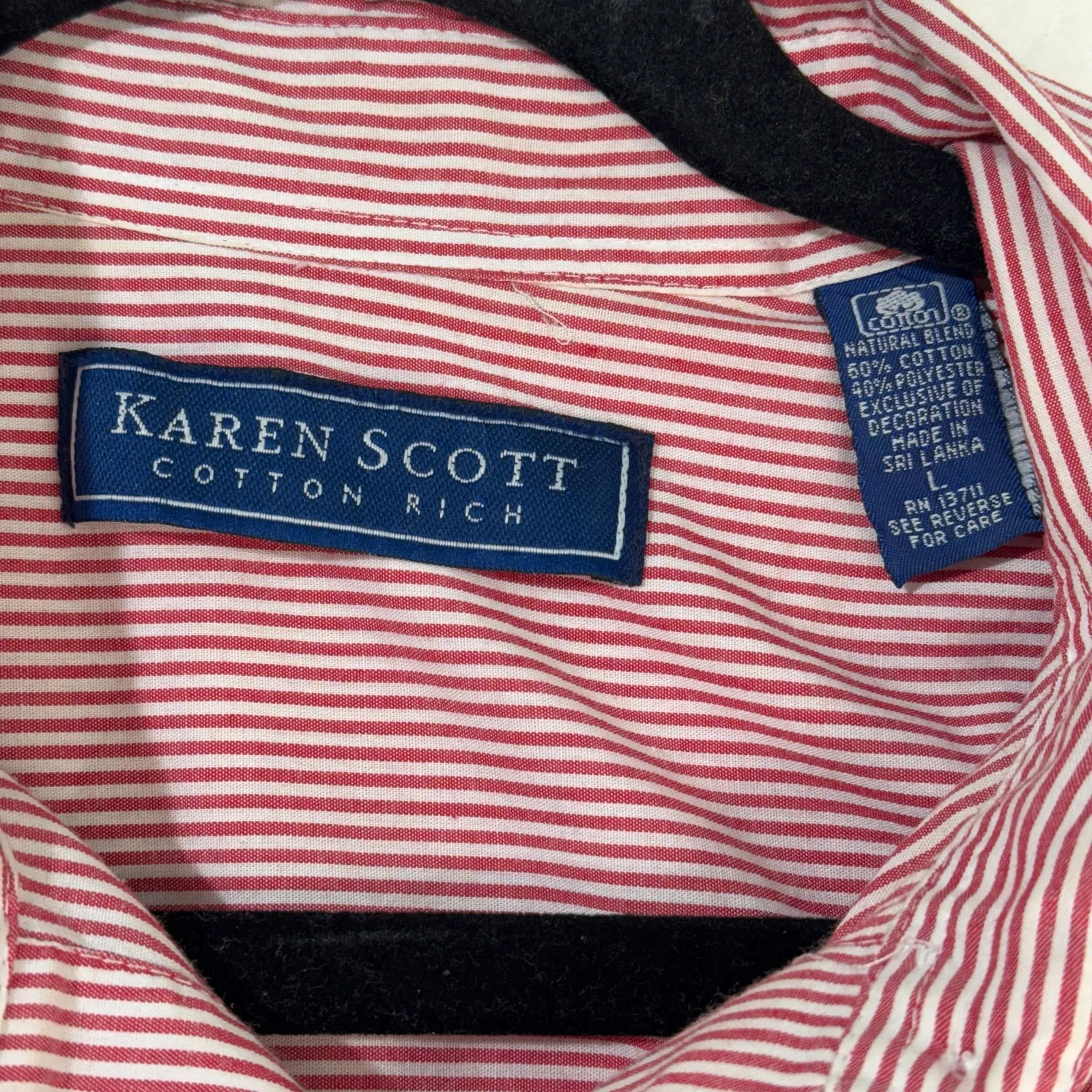 Karen Scott Christmas Emroidered Red & White Striped Long-Sleeve Buttoned Shirt - Image 7