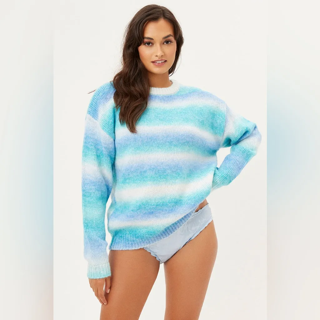 Frankie’s Bikinis Bennie Oversized Knit Sweater in Blue Horizon XS / S - Image 2