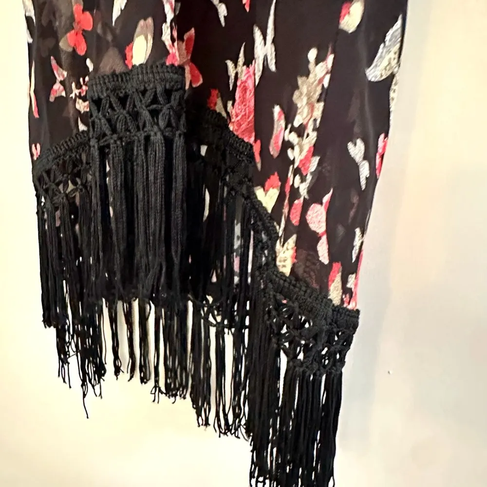 Vintage Y2K Butterfly Fringe Hem Halter Dress Goth Fairycore M Arden B Wet Seal Black Size M - Image 9