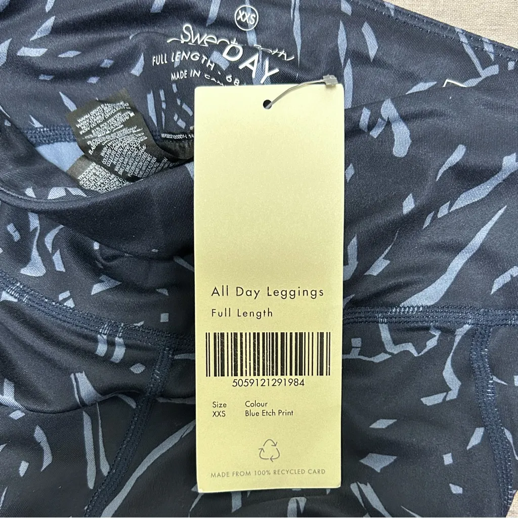 Sweaty Betty Navy Blue Periwinkle Etch Print All Day Full Length Legging NWT XXS - Image 10