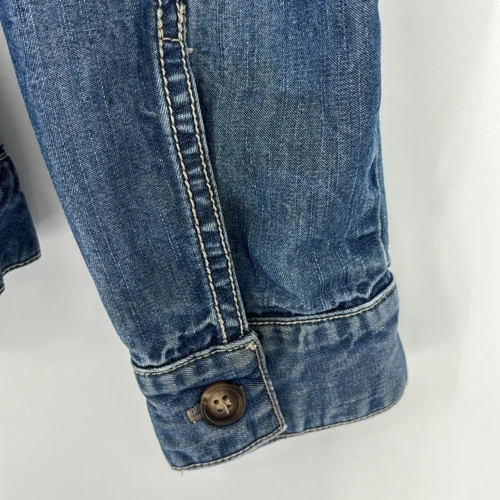 Alexis & Avery Cropped Lightweight Button Front Denim Jacket Women’s Size Large Blue - Image 5