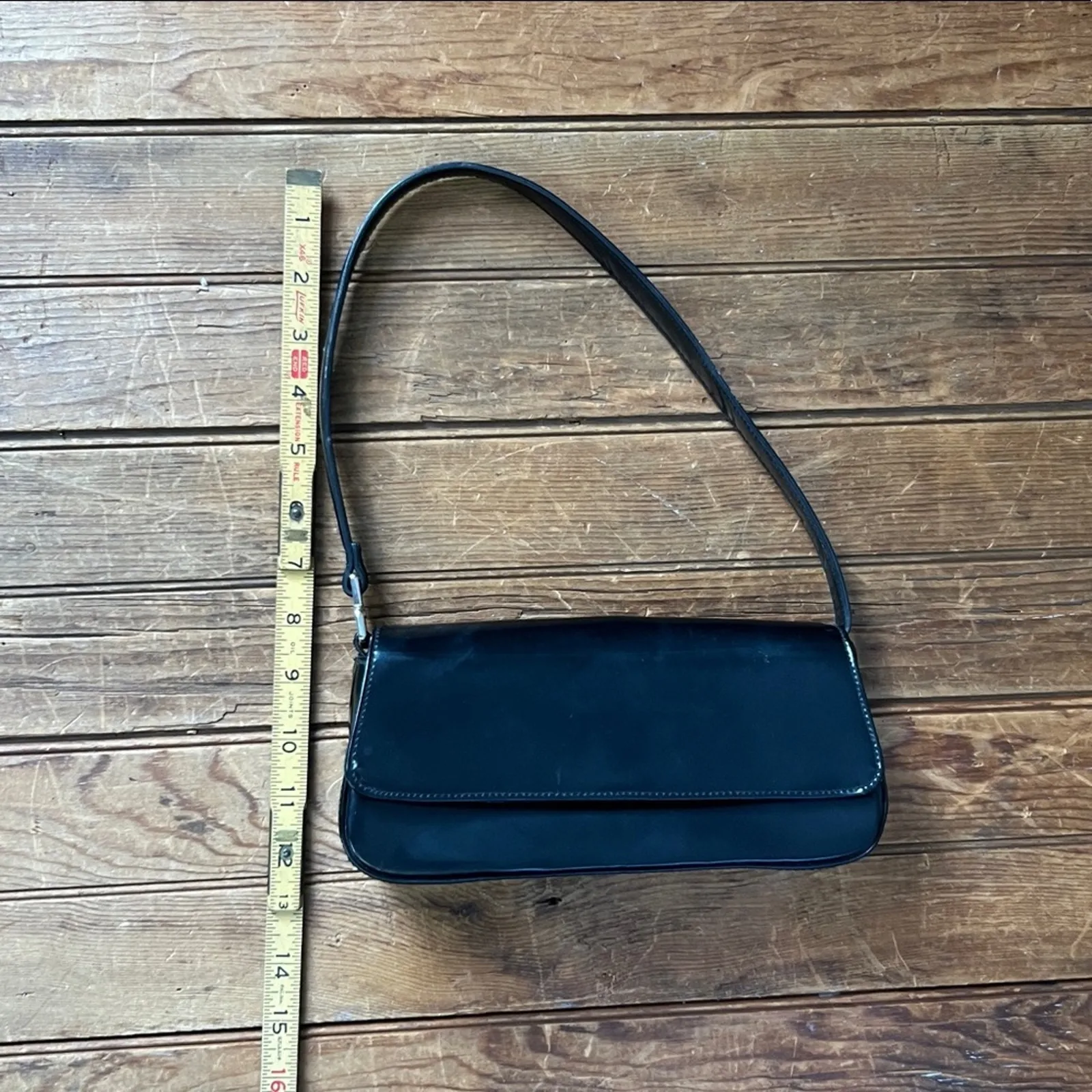 Vintage Y2K Elegant Black Faux leather Women's baguette Shoulder Bag - Image 5