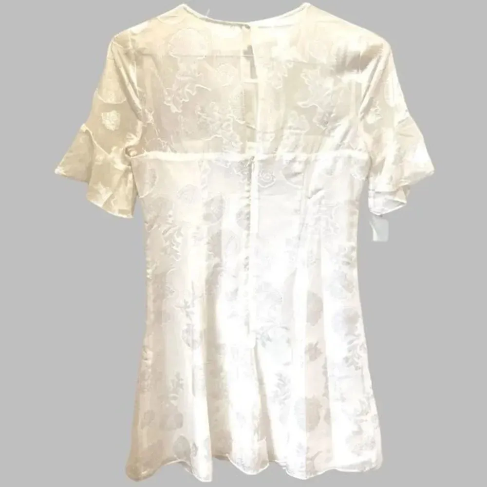 Lulus  Shell Print Flounce Shift Dress White Small - Image 12