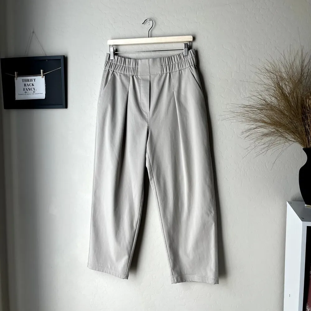 Brochu Walker Fiera Gray Cropped Straight Leg Pull-On Pleated Twill Pants Size L - Image 4