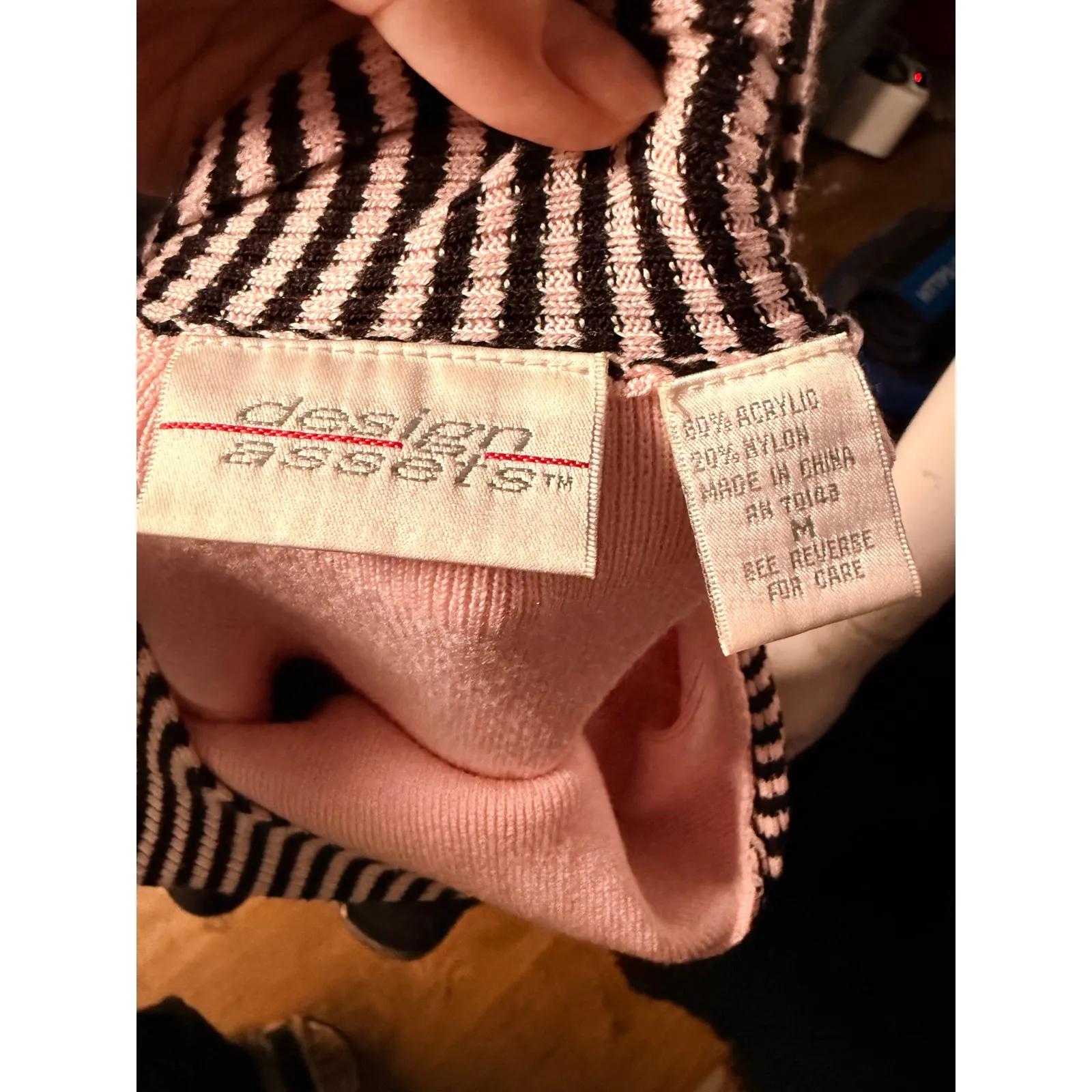 Design Assets Pink Black Striped 3/4 Sleeve Boat Neck Knit Sweater Top Womens M Size M - Image 5