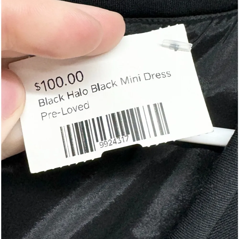 Black Halo Dress Women Size 8 Black Sleeveless Side Neckline Mini Pleated - Image 3