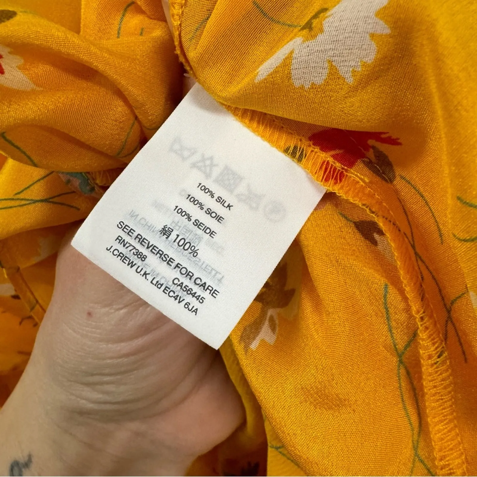 Madewell Yellow Floral Flutter Sleeve Wrap Top Blouse XXS Romantic Ruffled Girly - Image 7