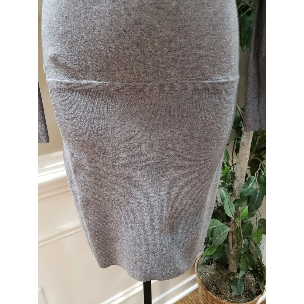 White House Black Market Womens Gray Mock Neck Long Sleeve Knee Length Dress XXS - Image 4