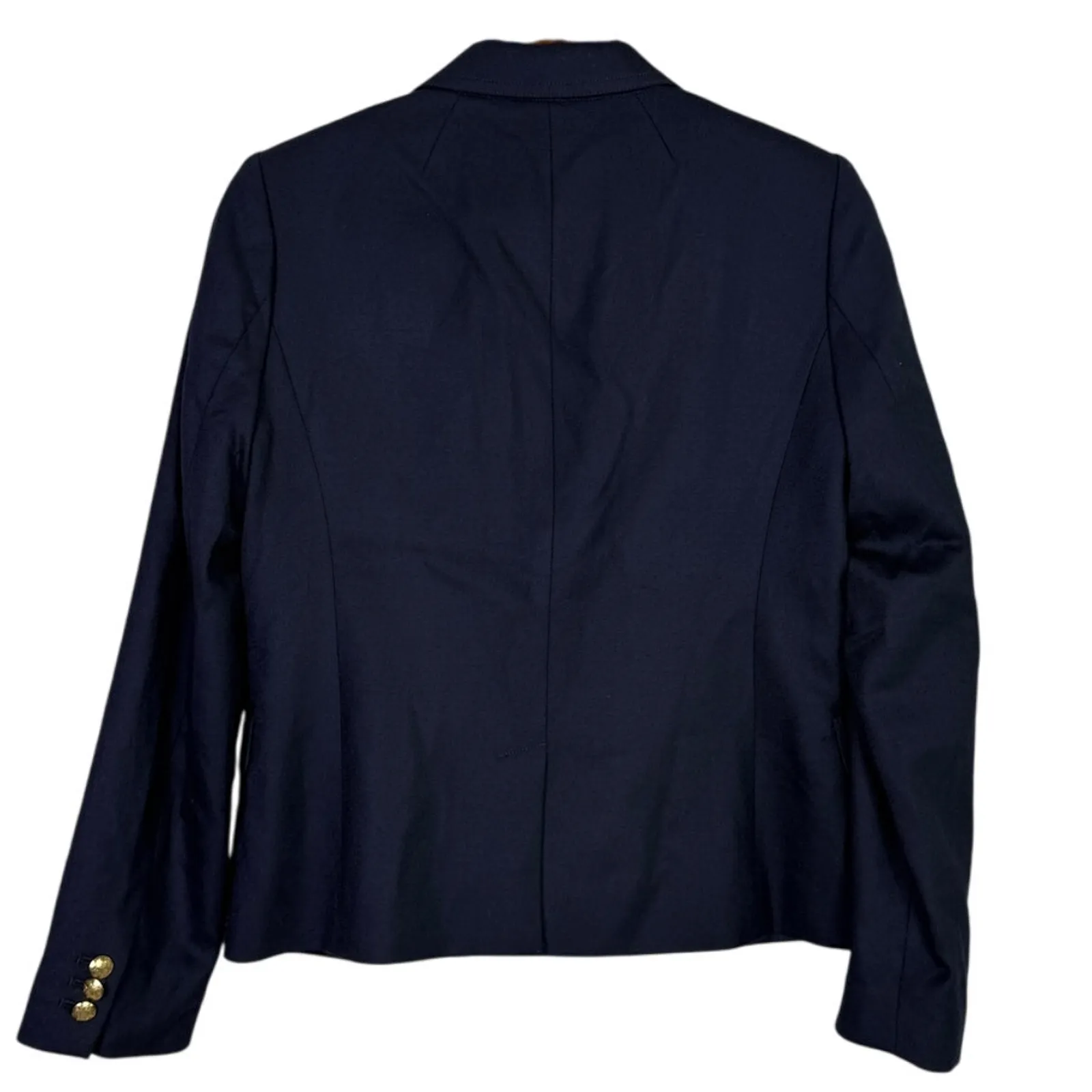 J. Crew Wool Blend Schoolboy Long Sleeve Gold Buttons Blazer Lined 4 Navy Blue - Image 4