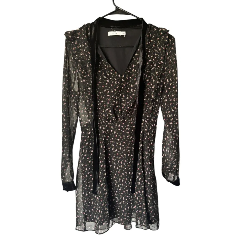 Lush Women's Black Floral Shear Short Dress - Image 2