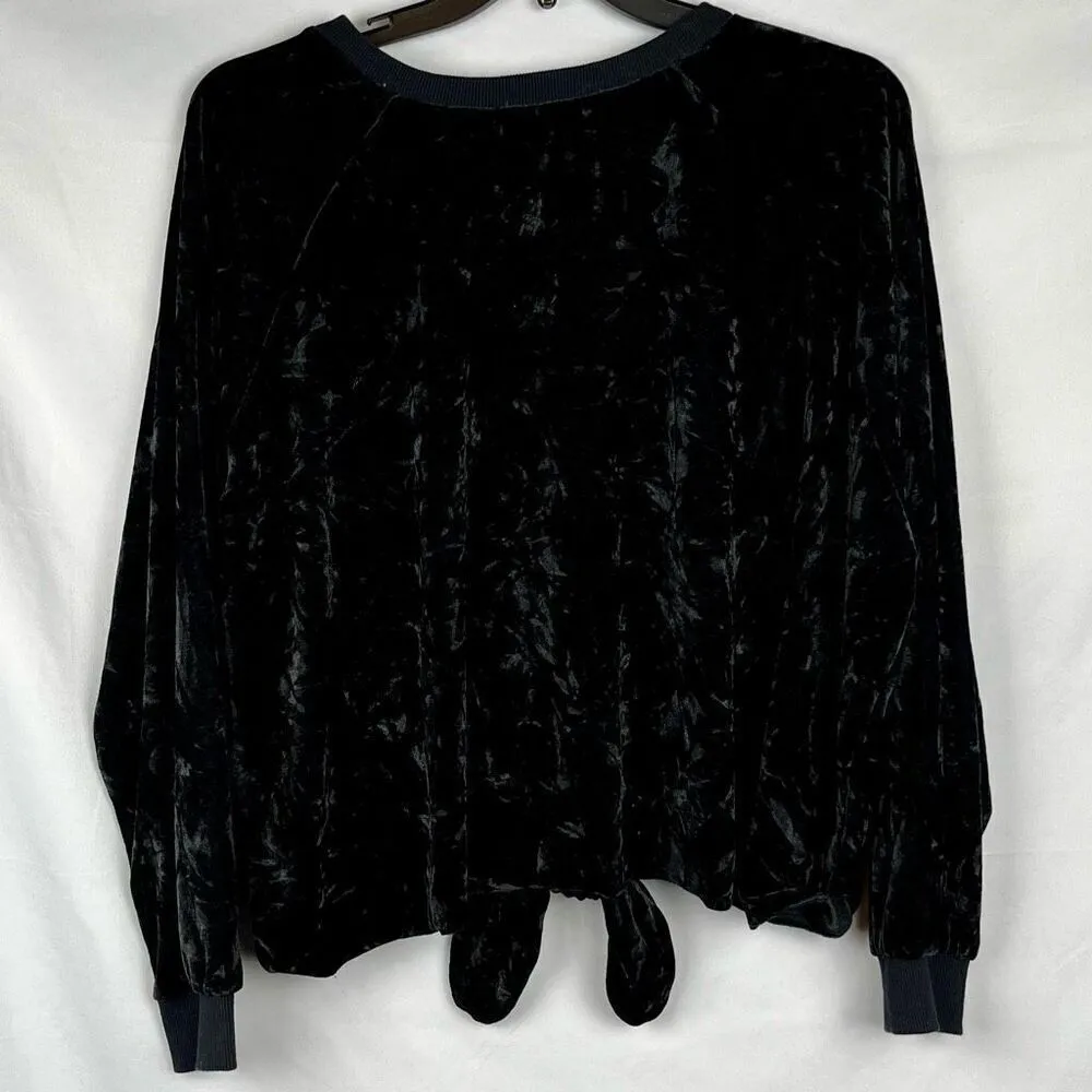 Hers & Mine Black Velvet Tie Bottom Sweatshirt Large - Image 2