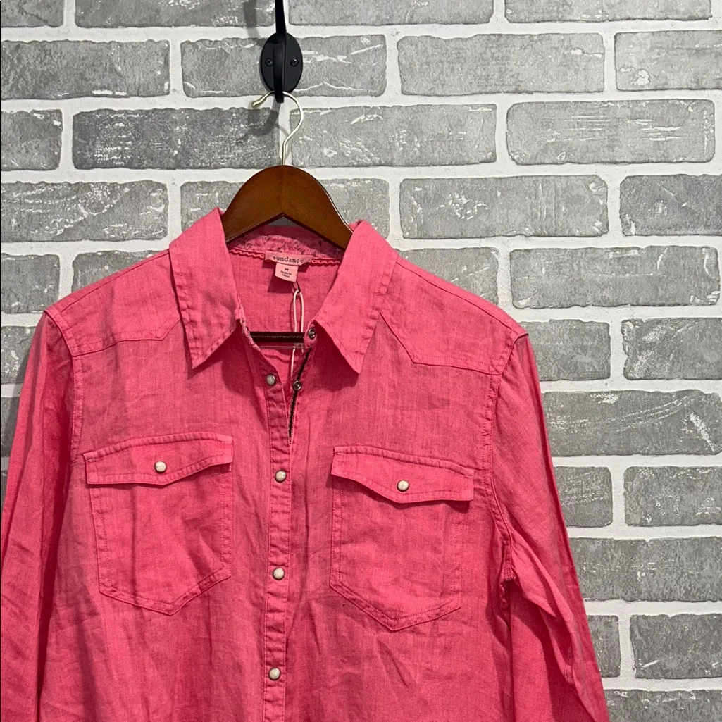 NWT Sundance Pink 💯 Linen Button - Image 2