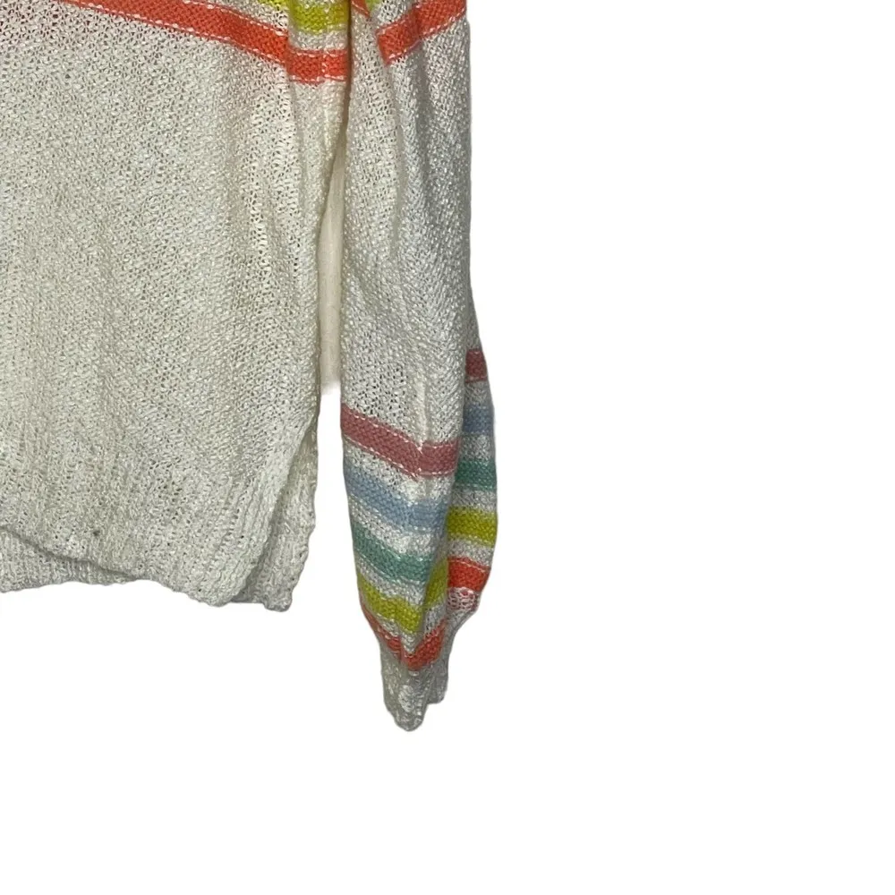 Loveriche Sweater Size Small Cream Multi Color Stripes Acrylic Blend Womens Knit - Image 3