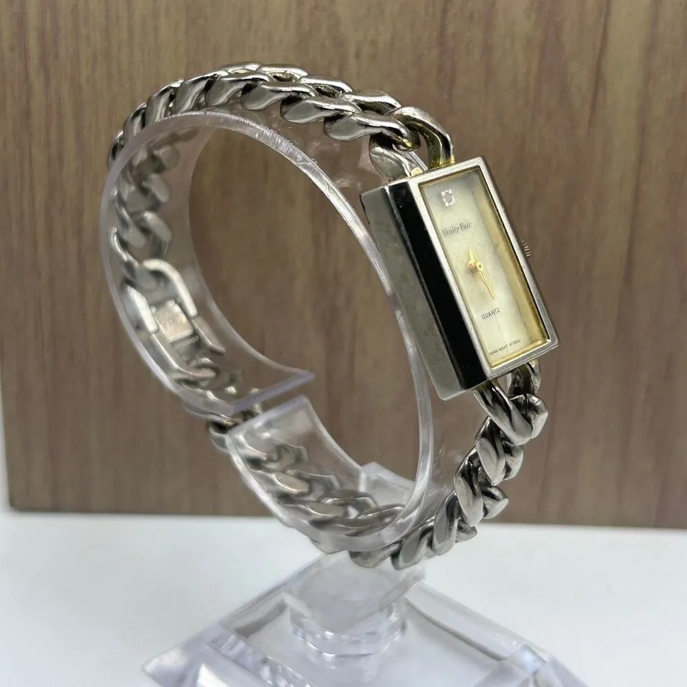 Vanity Fair Rectangle Wrist Watch Silver Links for Women Vintage and New Battery - Image 3