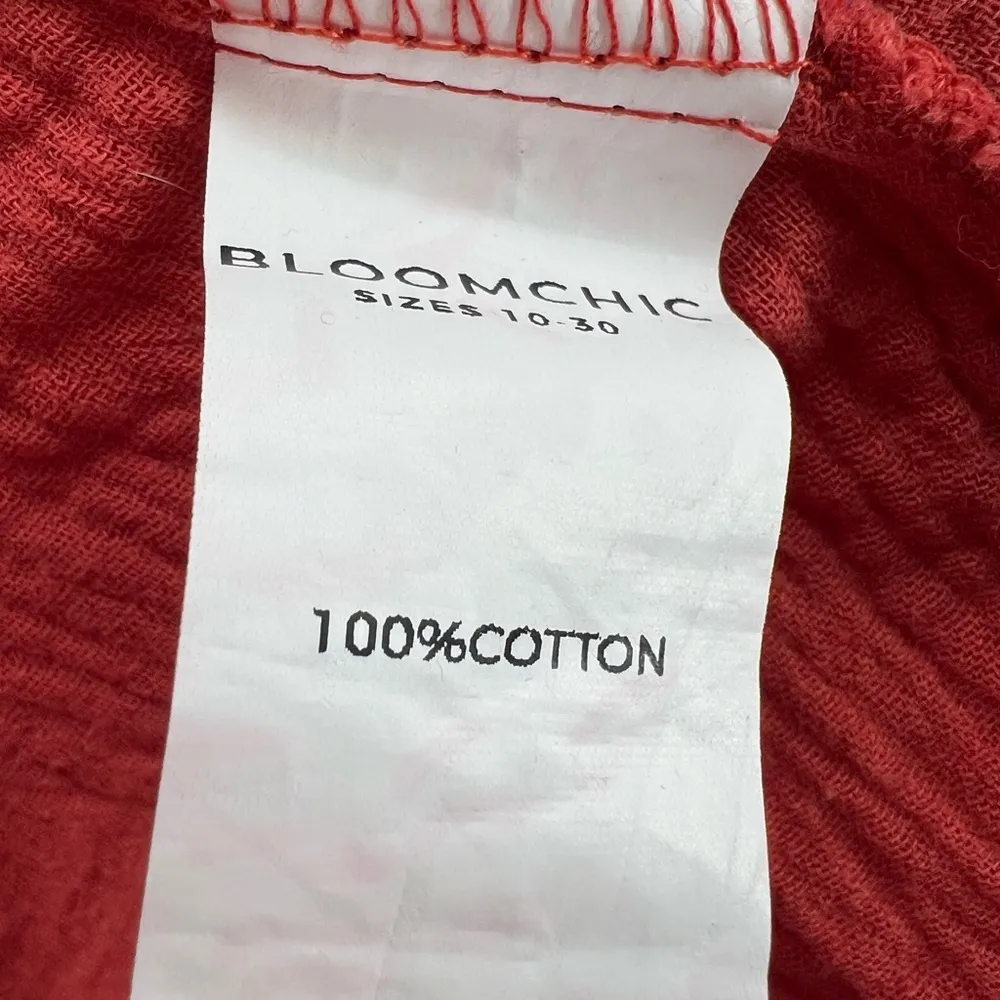 BloomChic burnt orange 18-20 plus slub cotton knee length vneck keyhole pockets - Image 6