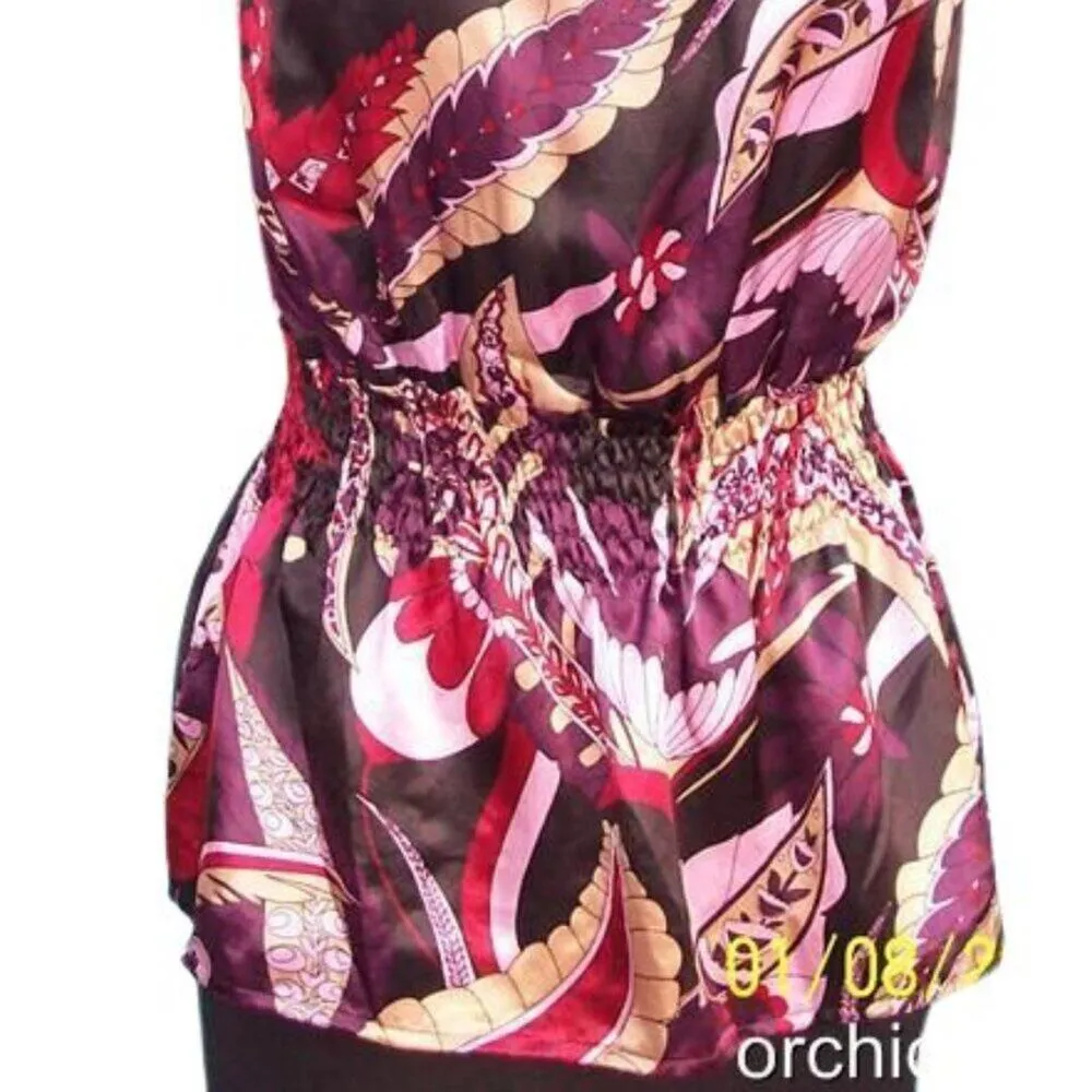 Cache Silk Crochet Bead Straps Chest and Back Top Gather Waist New NWT $118 - Image 3