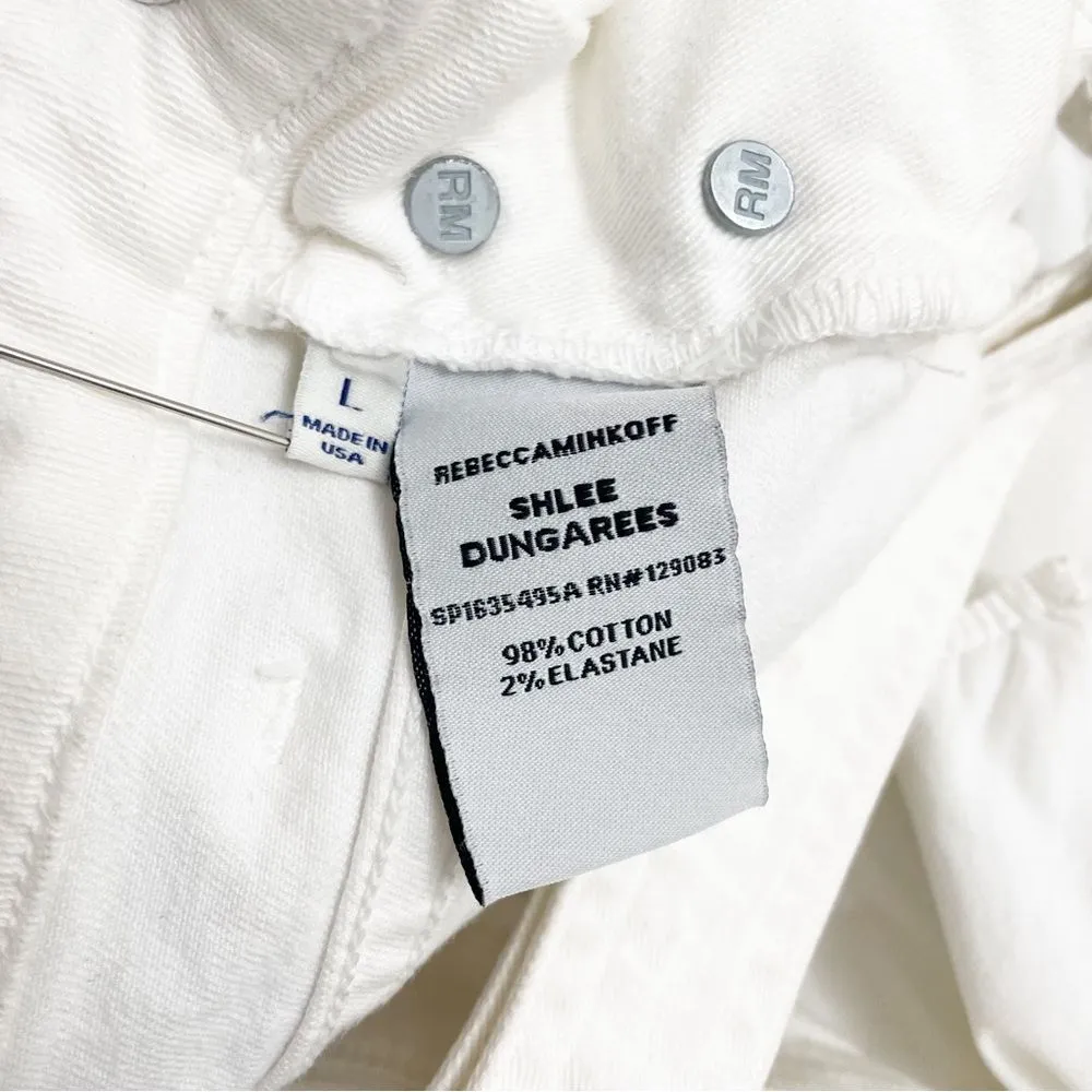 Rebecca Minkoff Shlee Dungarees White Cutoff Denim Shortalls Women’s Size Large - Image 13